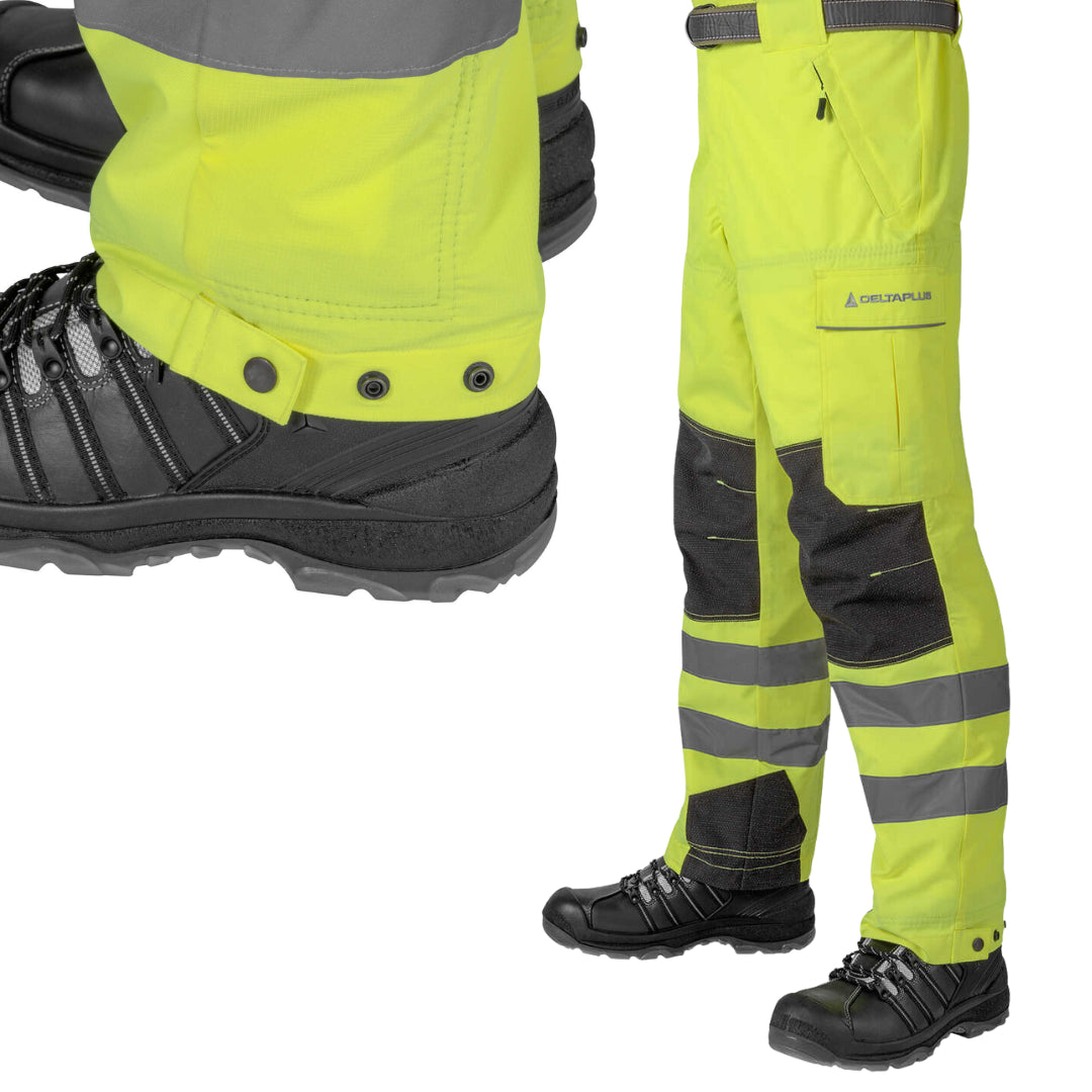 Delta Plus WELJEAP2M32 HiViz ArborPants, 420 Denier, Water Resistant, Black, Medium, 29"-35" x 32"