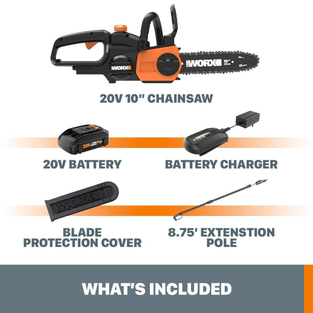 Worx WG323 Cordless 20V Power Share 10" Pole Saw / Chainsaw