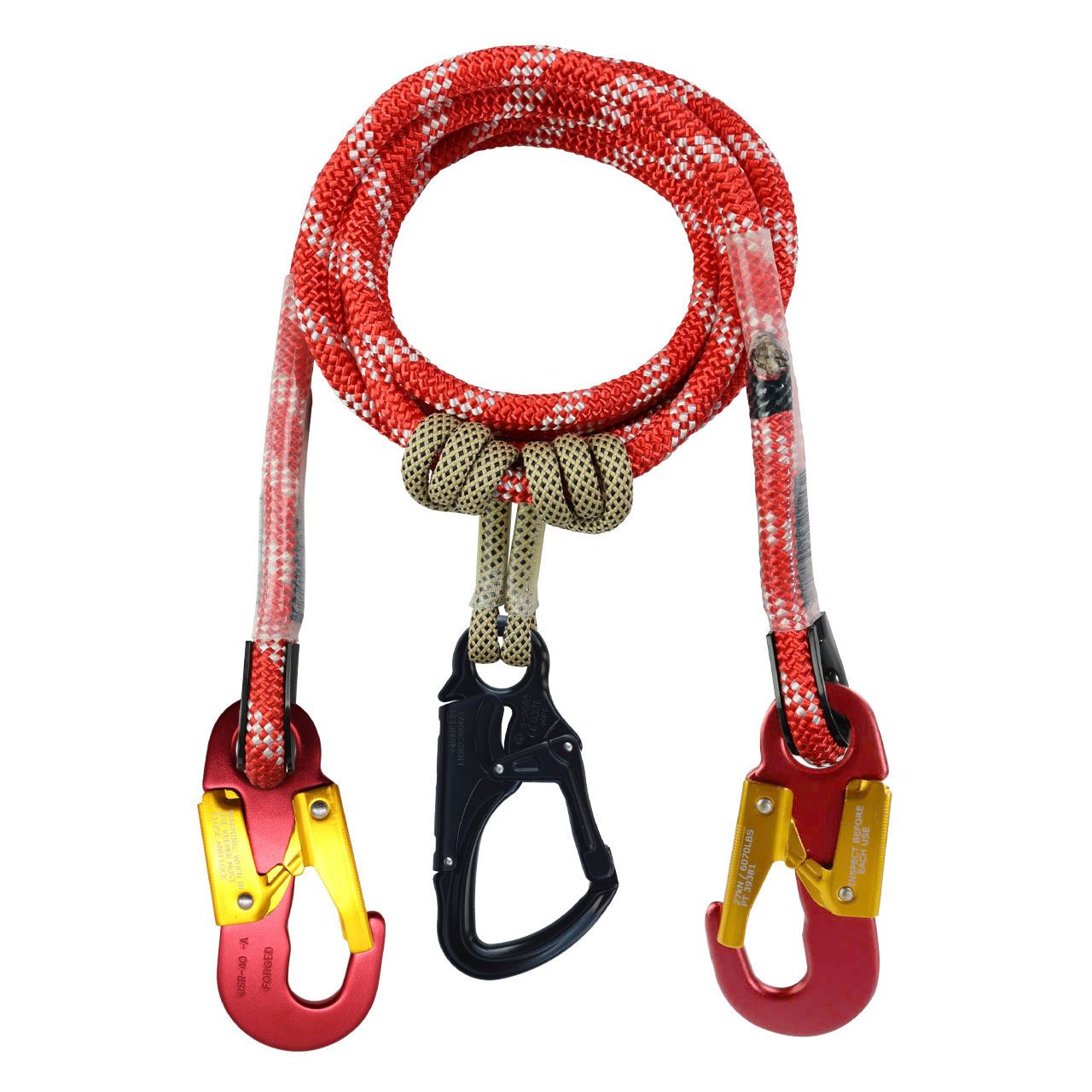 Pelican Rope LYKM-162P-12SH 2-in-1 Prusik Positioning Lanyard, 1/2" X 12'